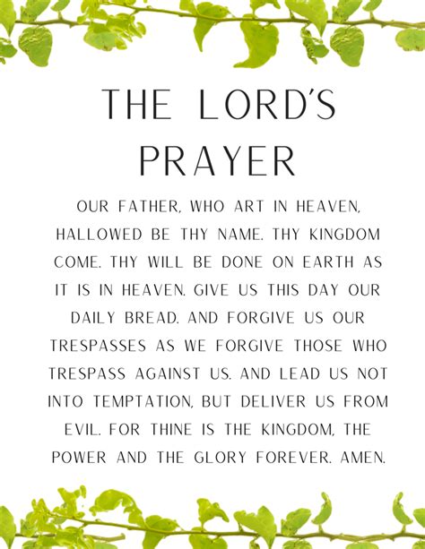 The Lord S Prayer Printable Pdf